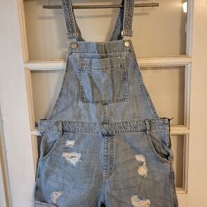 GAP Women's Distressed Denim Shortalls